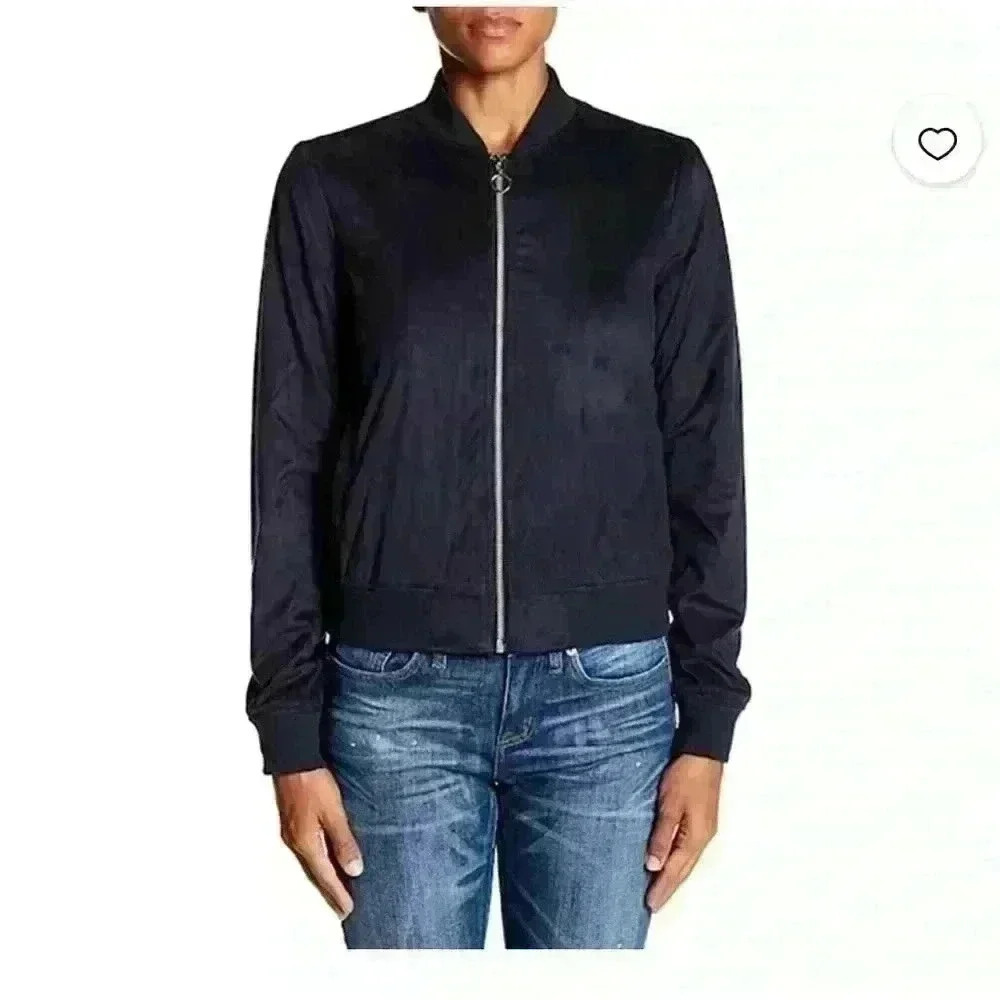 Bagatelle Faux-Suede Embroidered Bomber Jacket sz small S - Picture 2 of 10